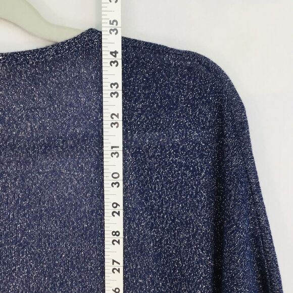 Blue Metallic Knit Open Long Cardigan Long Sleeve Womens Size L Charming Charlie - Picture 12 of 12
